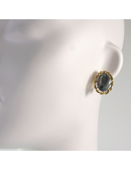 Klipsy do Uszu Lolita Akcesoria Klips do UCHA GRAFITOWY  MEDALION