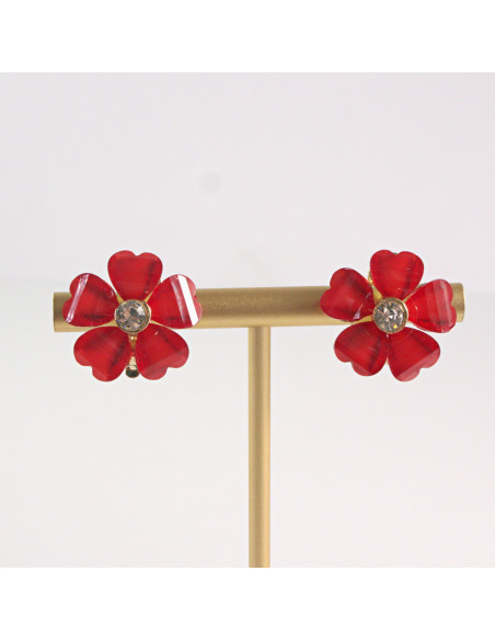 Klipsy do Uszu Lolita Akcesoria Klips do UCHA CZERWONY KWIATEK