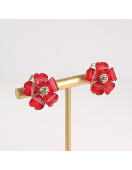 Klipsy do Uszu Lolita Akcesoria Klips do UCHA CZERWONY KWIATEK