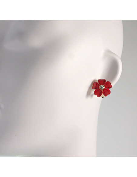 Klipsy do Uszu Lolita Akcesoria Klips do UCHA CZERWONY KWIATEK