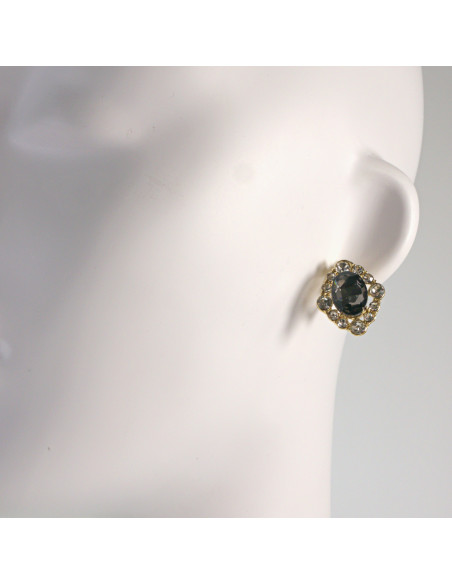 Klipsy do Uszu Lolita Akcesoria Klips do UCHA GRAFITOWE ROMBY Z CYRKONIAMI