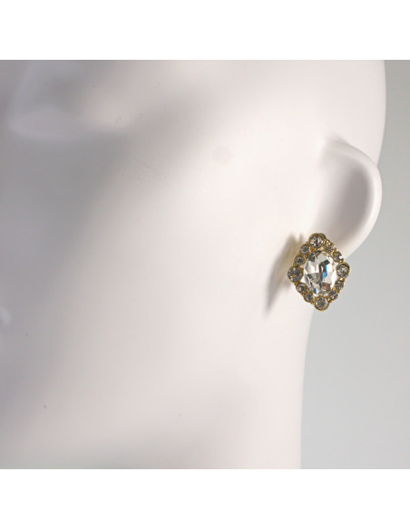 Klipsy do Uszu Lolita Akcesoria Klips do UCHA CRYSTAL ROMBY Z CYRKONIAMI