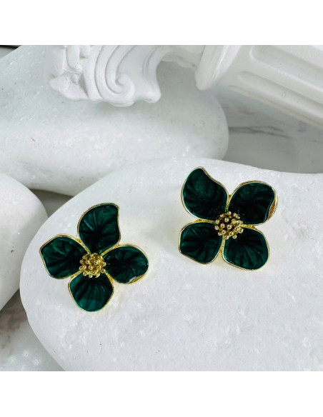 Kolczyki ZIELONE KWIATKI Lolita Accessories srebrny sztyft 925