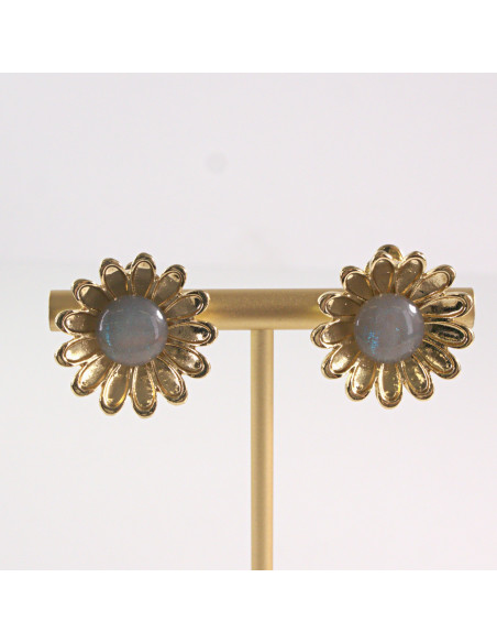 Klipsy do Uszu Lolita Akcesoria Klips do UCHA KWIATKI STOKROTKI SZARY