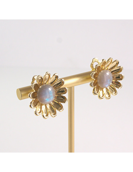 Klipsy do Uszu Lolita Akcesoria Klips do UCHA KWIATKI STOKROTKI SZARY