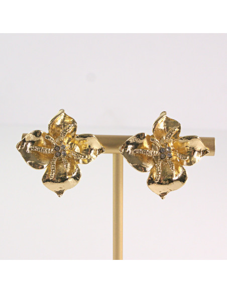 Klipsy do Uszu Lolita Akcesoria Klips do UCHA ZŁOTE KWIATY KWIATKI