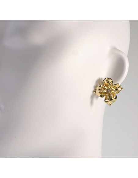 Klipsy do Uszu Lolita Akcesoria Klips do UCHA ZŁOTE KWIATY KWIATKI