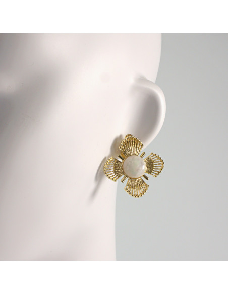 Klipsy do Uszu Lolita Akcesoria Klips do UCHA ZŁOTE KWIATKI KWIATKI