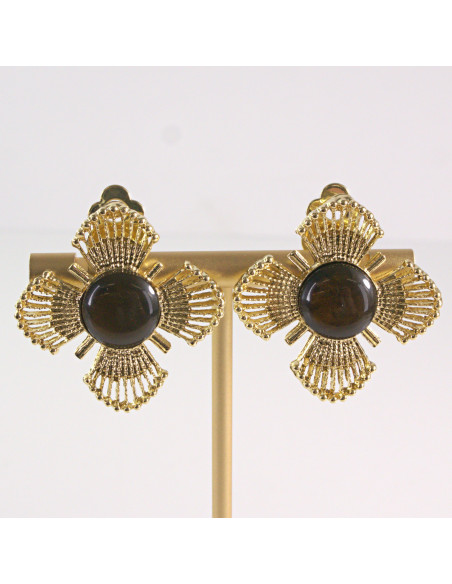 Klipsy do Uszu Lolita Akcesoria Klips do UCHA ZŁOTE KWIATKI KWIATKI