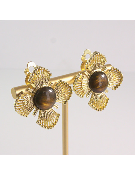 Klipsy do Uszu Lolita Akcesoria Klips do UCHA ZŁOTE KWIATKI KWIATKI