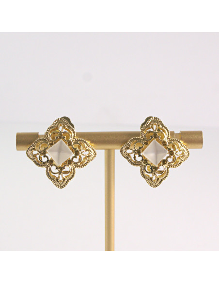 Klipsy do Uszu Lolita Akcesoria Klips do UCHA ZŁOTE KWIATY KWIATKI LILIJKI