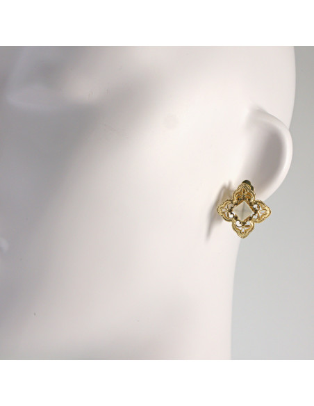 Klipsy do Uszu Lolita Akcesoria Klips do UCHA ZŁOTE KWIATY KWIATKI LILIJKI