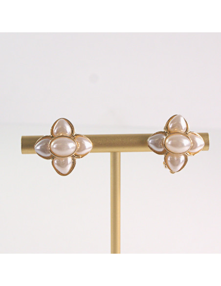 Klipsy do Uszu Lolita Akcesoria Klips do UCHA PERŁOWE  KWIATY KWIATKI LILIJKI