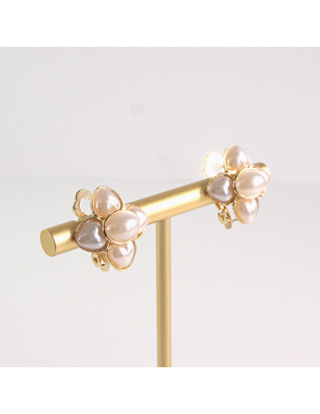 Klipsy do Uszu Lolita Akcesoria Klips do UCHA PERŁOWE  KWIATY KWIATKI LILIJKI