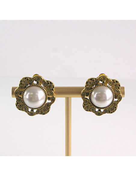 Klipsy do Uszu Lolita Akcesoria Klips do UCHA AŻUROWE KWIATY VINTAGE