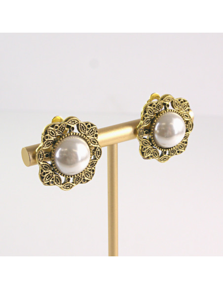 Klipsy do Uszu Lolita Akcesoria Klips do UCHA AŻUROWE KWIATY VINTAGE