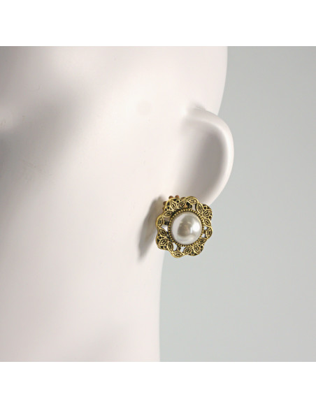 Klipsy do Uszu Lolita Akcesoria Klips do UCHA AŻUROWE KWIATY VINTAGE