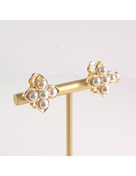 Klipsy do Uszu Lolita Akcesoria Klips do UCHA PERŁOWE  KWIATY KWIATKI LILIJKI