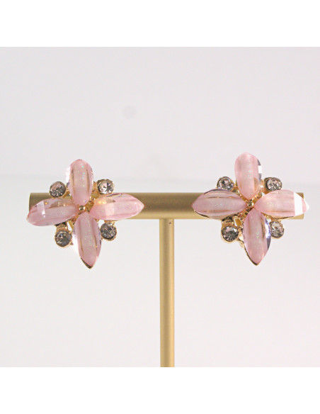 Klipsy do Uszu Lolita Akcesoria Klips do UCHA RÓŻOWE KWIATY KWIATKI LILIJKI