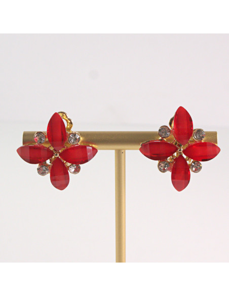 Klipsy do Uszu Lolita Akcesoria Klips do UCHA CZERWONE KWIATY KWIATKI LILIJKI