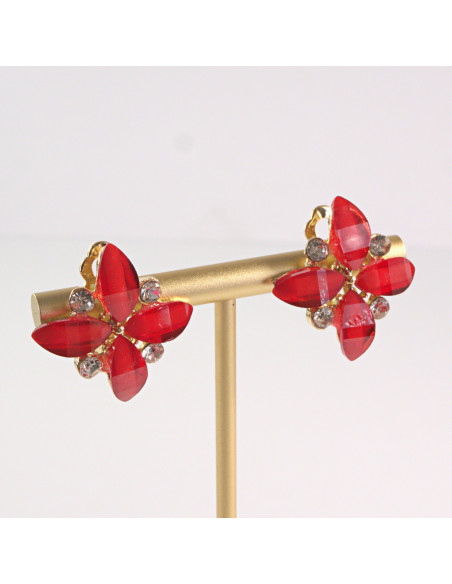 Klipsy do Uszu Lolita Akcesoria Klips do UCHA CZERWONE KWIATY KWIATKI LILIJKI