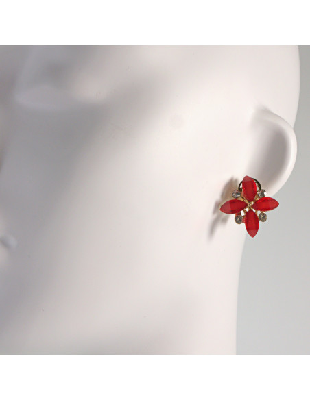 Klipsy do Uszu Lolita Akcesoria Klips do UCHA CZERWONE KWIATY KWIATKI LILIJKI