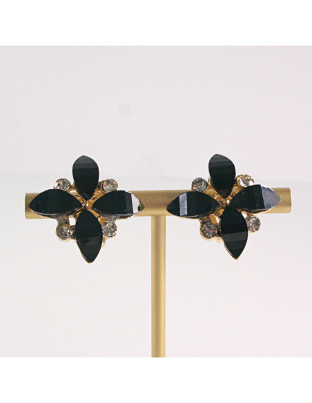 Klipsy do Uszu Lolita Akcesoria Klips do UCHA CZARNY KWIATY KWIATKI LILIJKI