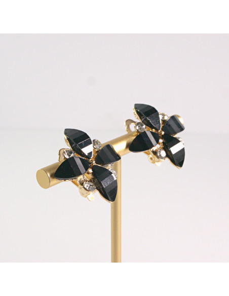 Klipsy do Uszu Lolita Akcesoria Klips do UCHA CZARNY KWIATY KWIATKI LILIJKI