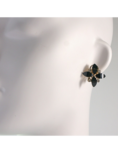 Klipsy do Uszu Lolita Akcesoria Klips do UCHA CZARNY KWIATY KWIATKI LILIJKI