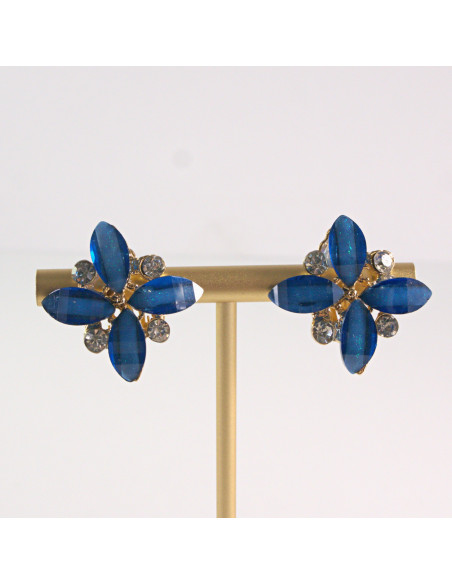 Klipsy do Uszu Lolita Akcesoria Klips do UCHA NIEBIESKIE KWIATY KWIATKI LILIJKI