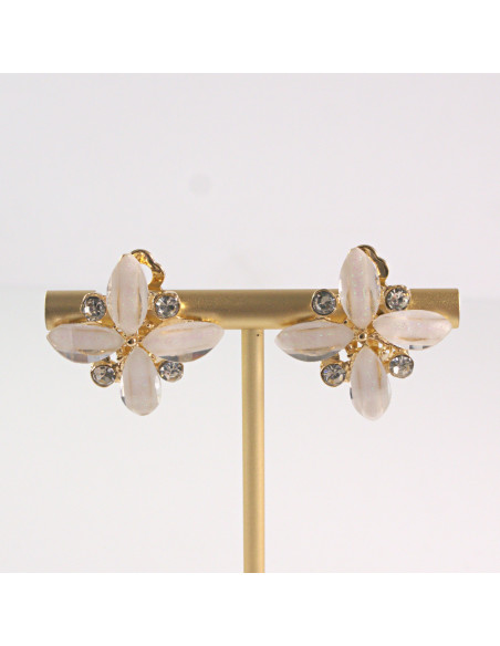 Klipsy do Uszu Lolita Akcesoria Klips do UCHA KWIATY KWIATKI LILIJKI ECRU