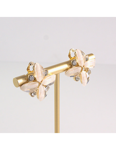 Klipsy do Uszu Lolita Akcesoria Klips do UCHA KWIATY KWIATKI LILIJKI ECRU