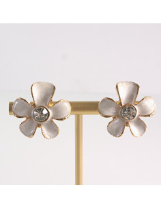 Klipsy do Uszu Lolita Akcesoria Klips do UCHA ECRU KWIATY...