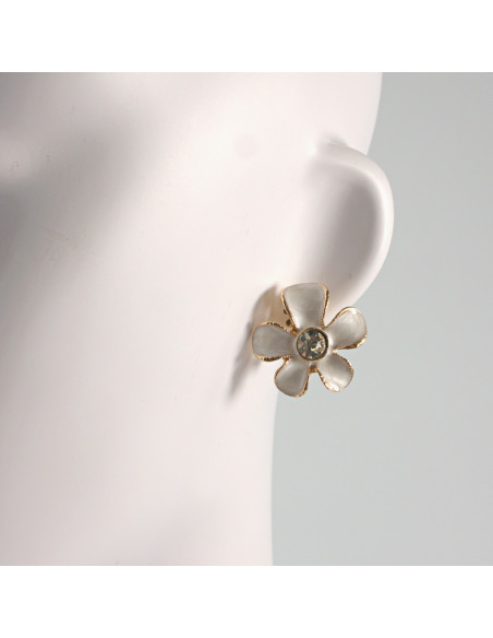 Klipsy do Uszu Lolita Akcesoria Klips do UCHA ECRU KWIATY KWIATKI