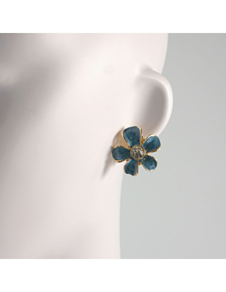 Klipsy do Uszu Lolita Akcesoria Klips do UCHA NIEBIESKIE KWIATY KWIATKI