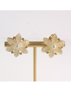 Klipsy do Uszu Lolita Akcesoria Klips do UCHA ECRU KWIATY...