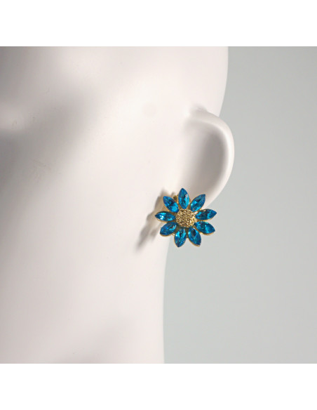 Klipsy do Uszu Lolita Akcesoria Klips do UCHA NIEBIESKIE KWIATY KWIATKI