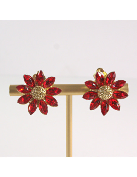 Klipsy do Uszu Lolita Akcesoria Klips do UCHA CZERWONE KWIATY KWIATKI