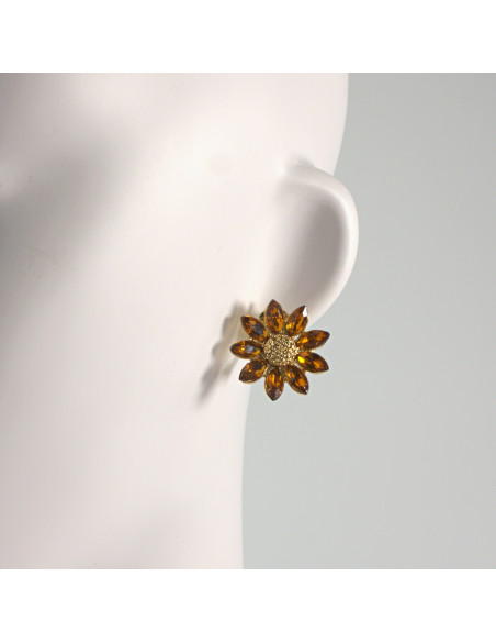 Klipsy do Uszu Lolita Akcesoria Klips do UCHA BRĄZOWE KWIATY KWIATKI