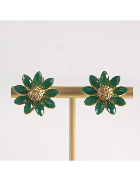 Klipsy do Uszu Lolita Akcesoria Klips do UCHA ZIELONE KWIATY KWIATKI