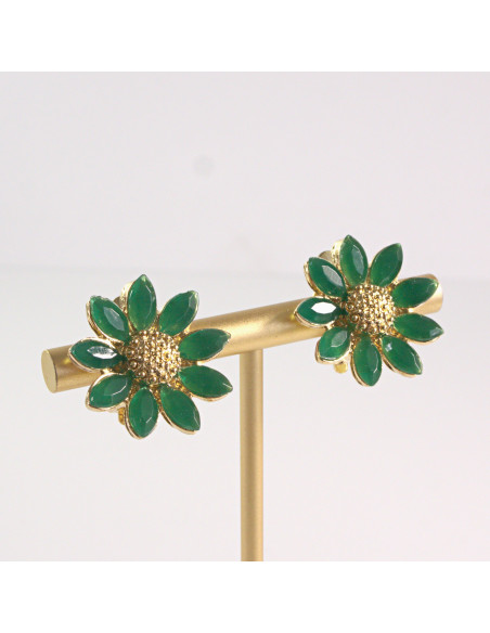 Klipsy do Uszu Lolita Akcesoria Klips do UCHA ZIELONE KWIATY KWIATKI