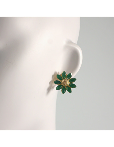 Klipsy do Uszu Lolita Akcesoria Klips do UCHA ZIELONE KWIATY KWIATKI