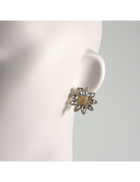 Klipsy do Uszu Lolita Akcesoria Klips do UCHA CRYSTAL KWIATY KWIATKI