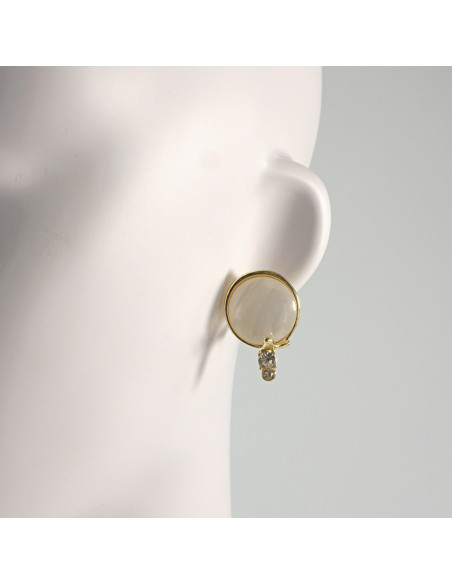 Klipsy do Uszu Lolita Akcesoria Klips do UCHA  ECRU KOCIE OKO