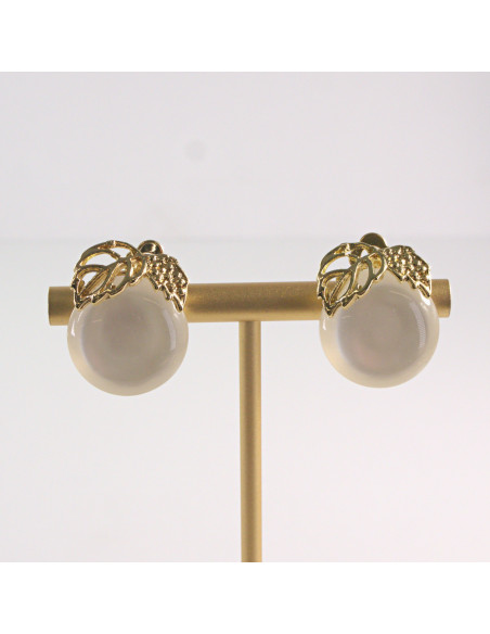 Klipsy do Uszu Lolita Akcesoria Klips do UCHA WISIENKA ECRU KOCIE OKO