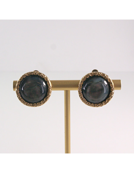 Klipsy do Uszu Lolita Akcesoria Klips do UCHA VINTAGE GRAFITOWE KOCIE OKO