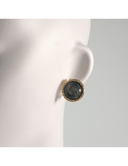 Klipsy do Uszu Lolita Akcesoria Klips do UCHA VINTAGE GRAFITOWE KOCIE OKO