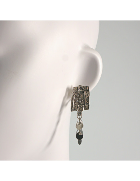 Klipsy do Uszu Lolita Akcesoria Klips do UCHA SREBRNE WISZĄCE BLASZKI