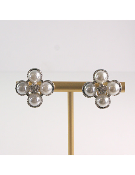 Klipsy do Uszu Lolita Akcesoria Klips do UCHA PERŁOWE LILIJKI KWIATKI
