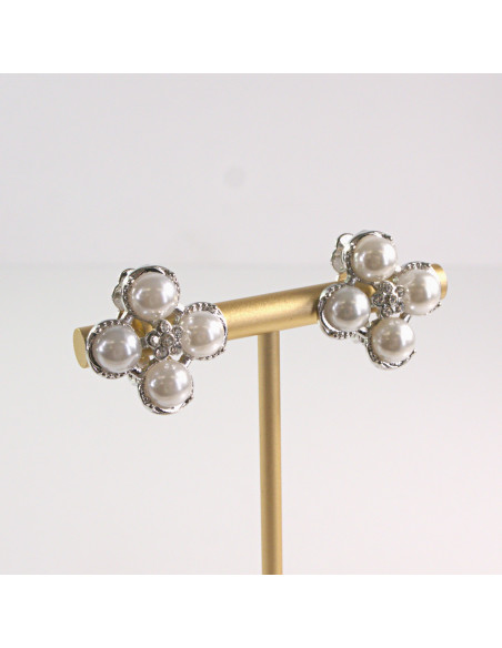 Klipsy do Uszu Lolita Akcesoria Klips do UCHA PERŁOWE LILIJKI KWIATKI